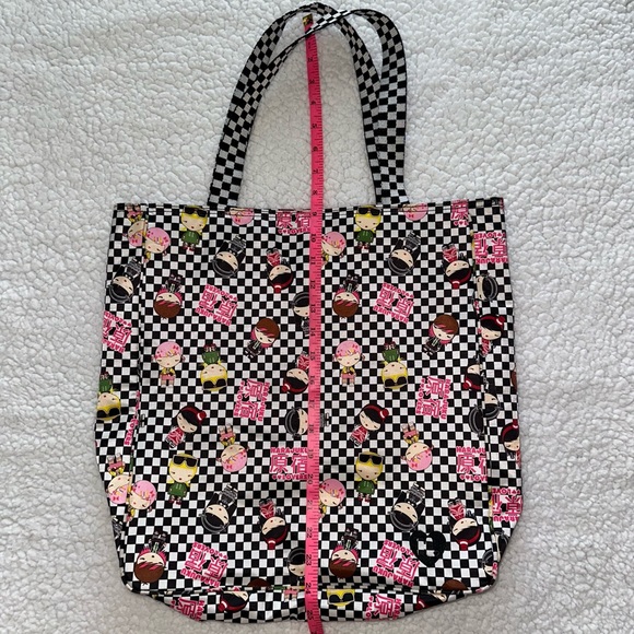 🩷🖤Harajuku Lovers checkered tote bag “a fatal attraction to cuteness” zipper - Picture 10 of 12